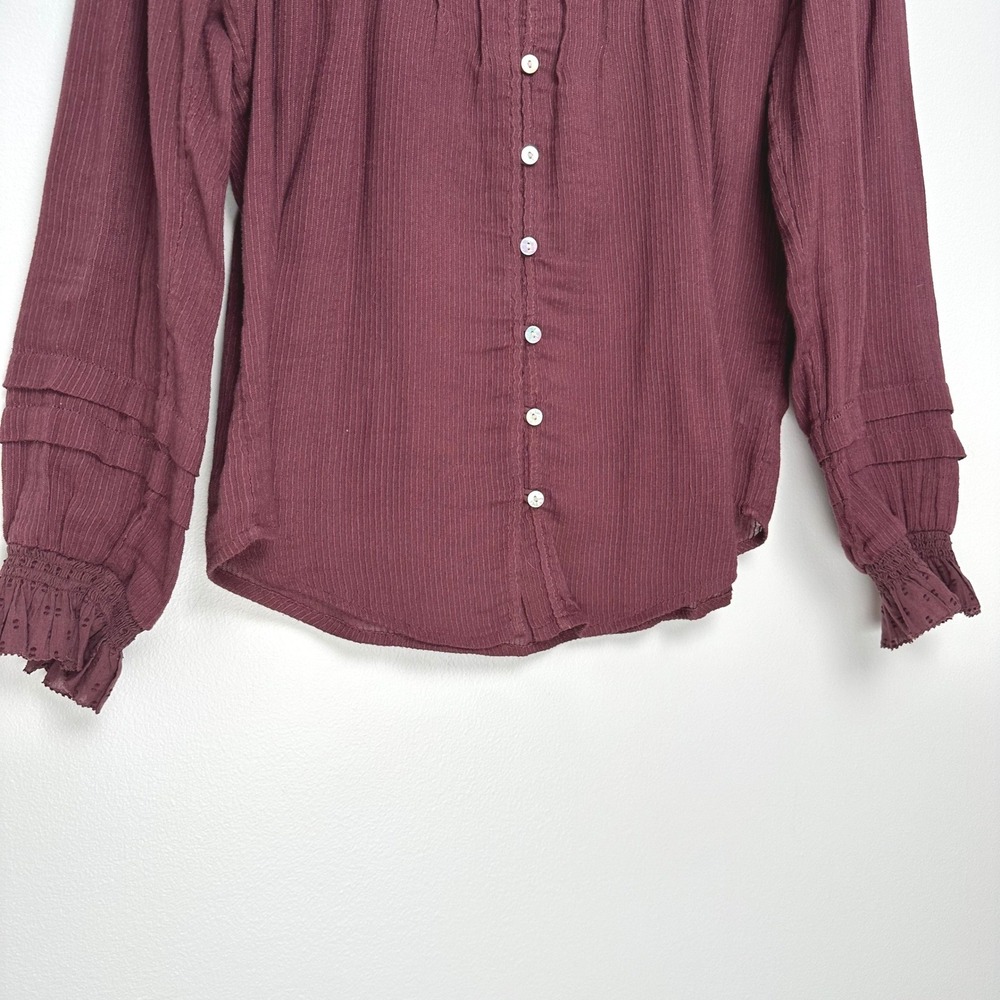 Faherty Willa Long Sleeve Blouse Catawba Grape Burgundy‎ S - Picture 8 of 14